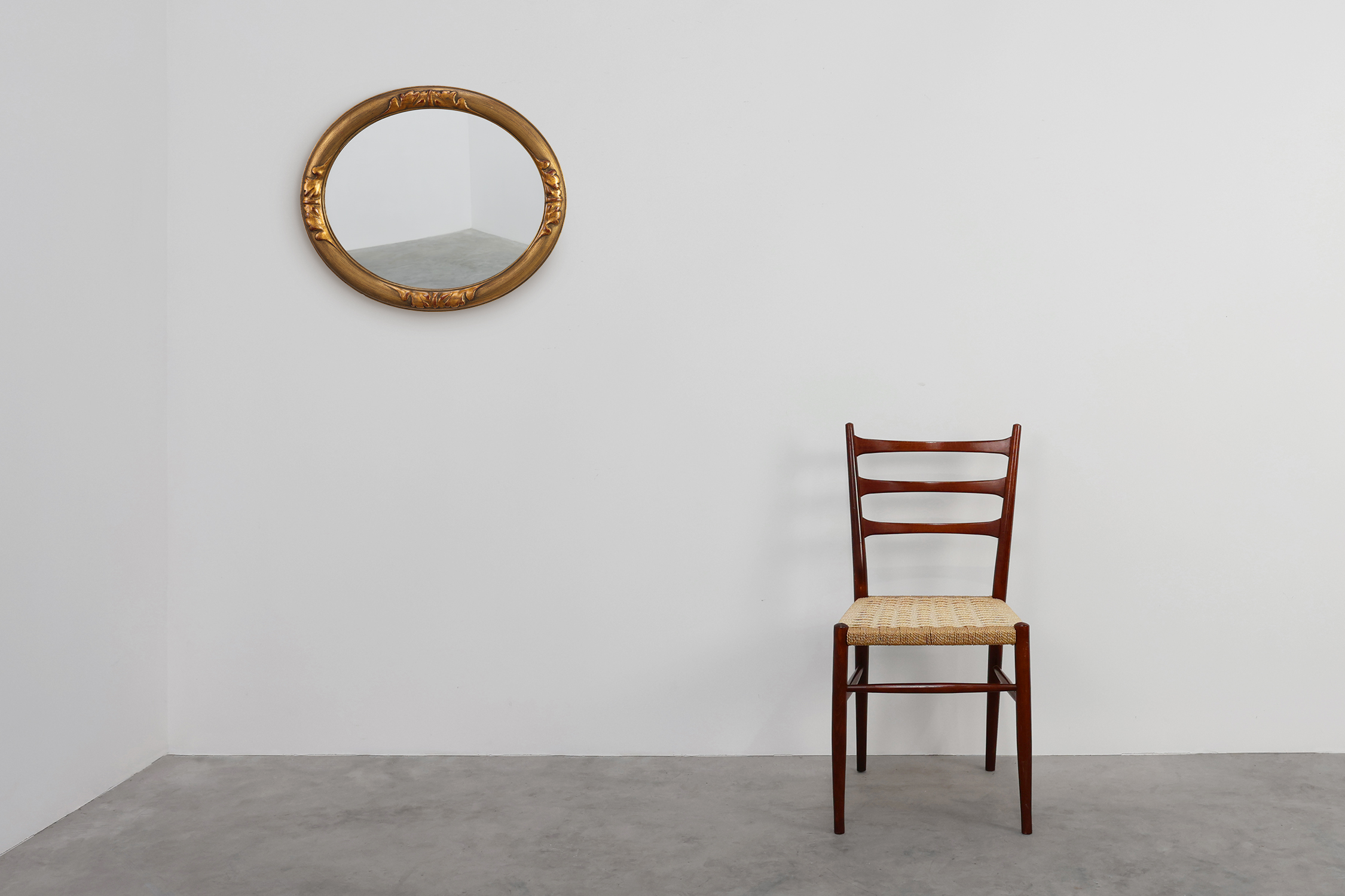 Art Deco oval gilt oak mirror, Belgium 1920sthumbnail